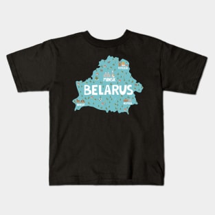 Republic of Belarus Illustrated Map Kids T-Shirt